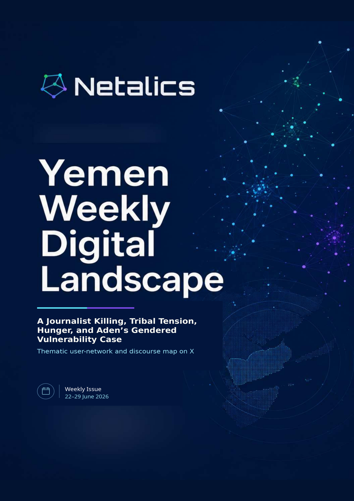 Cover page of Yemen Weekly Digital Landscape weekly issue for 22–29 June 2026